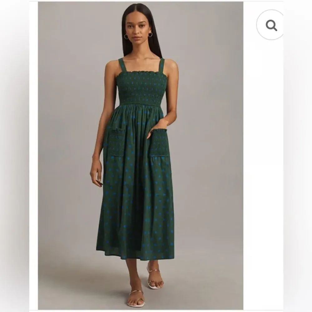 Anthropologie Pinnacle by Shruti Sancheti Smocked A-Line Midi Dress